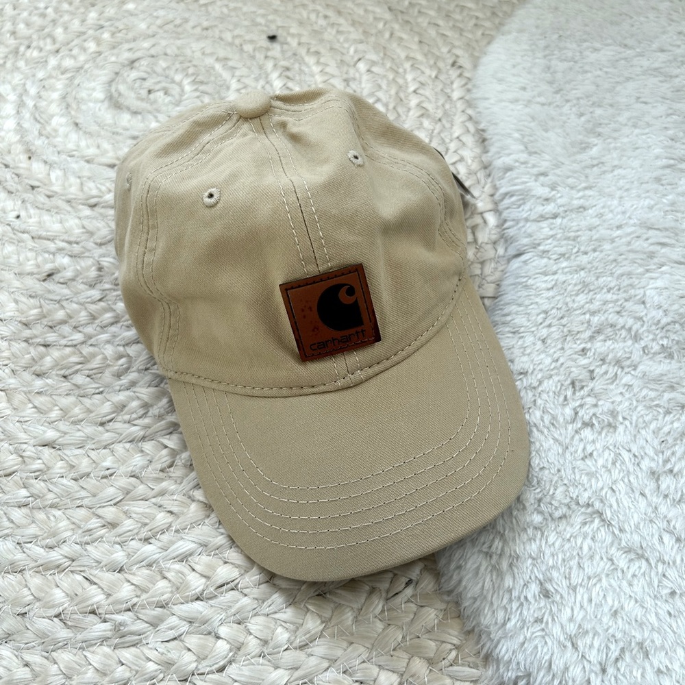 Nwt Carhartt logo adjustable hat tan beige unisex baseball cap